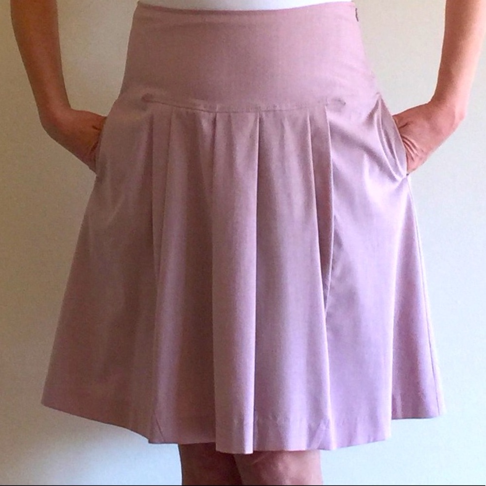 A-Line knee length pink skirt